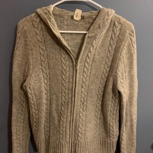 J.Crew light grey hoodie wool sweater. Size M.